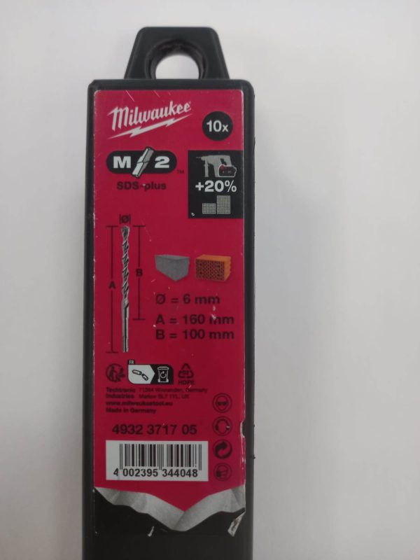 BROCA MILWAUKEE SDS-PLUS M2 6X160 - 10UDS - Imagen 2