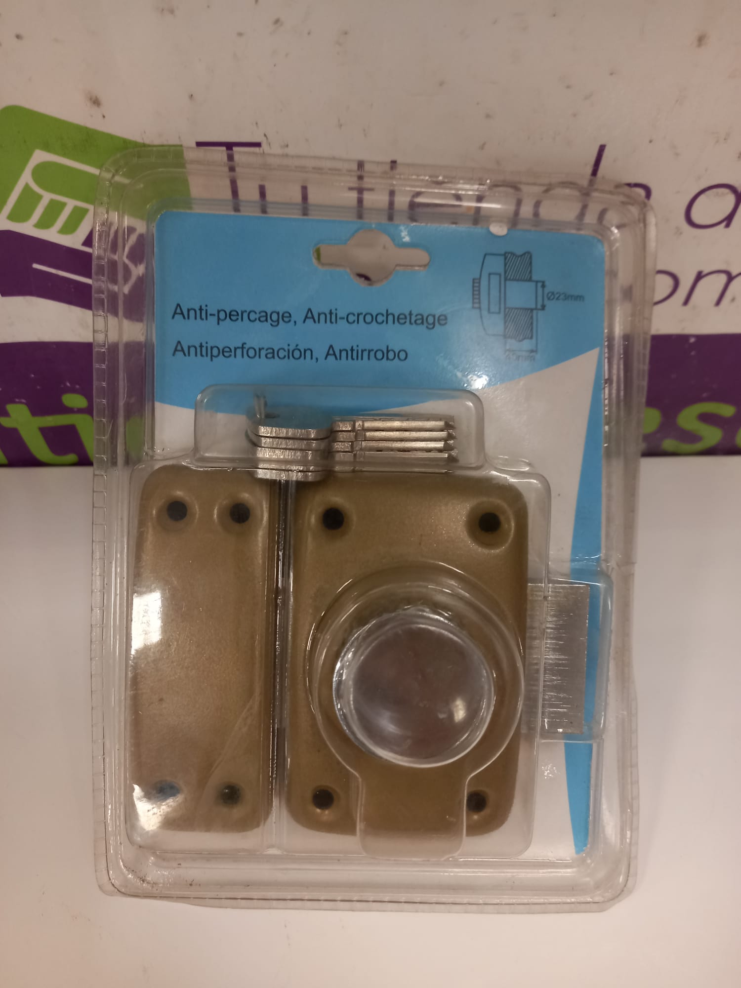 CERRADURA ANTIRROBO ANTIPERFORACION 40MM 23MM