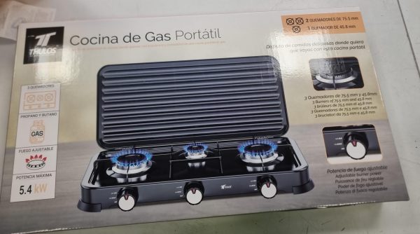 COCINA DE GAS PORTATIL 3 QUEMADORES  THGS63  THULOS