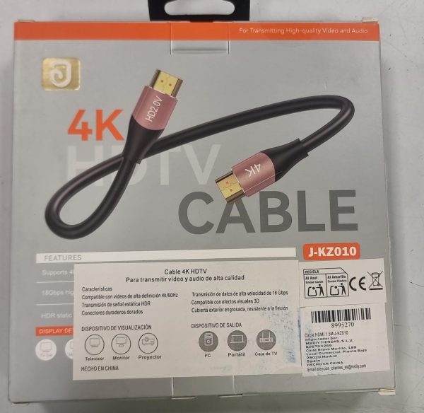 CABLE HDMI 4K 1,5M J-KZ010 - Imagen 2
