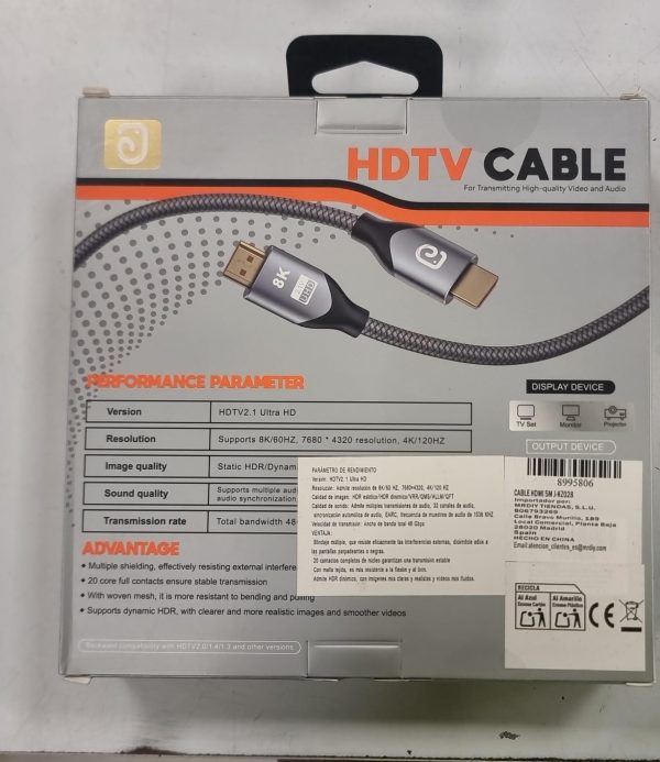 CABLE HDMI 8K 5M J-KZ028 - Imagen 2