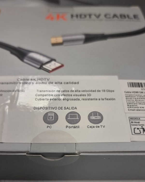 CABLE HDMI 4K 5M J-KZ011 - Imagen 4