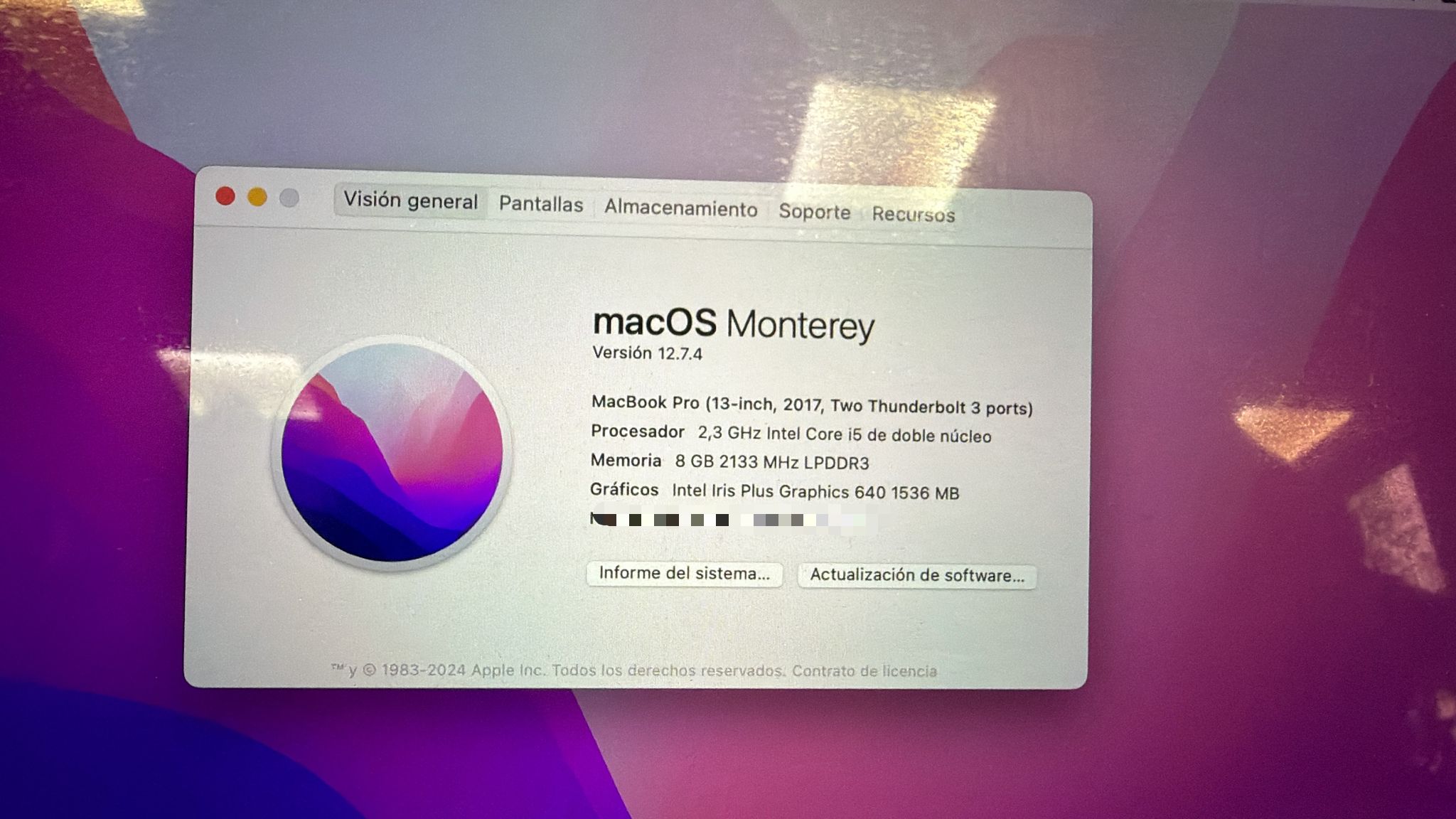 PORTATIL MACBOOK PRO 17 256SSD/8GB 13" - Imagen 3