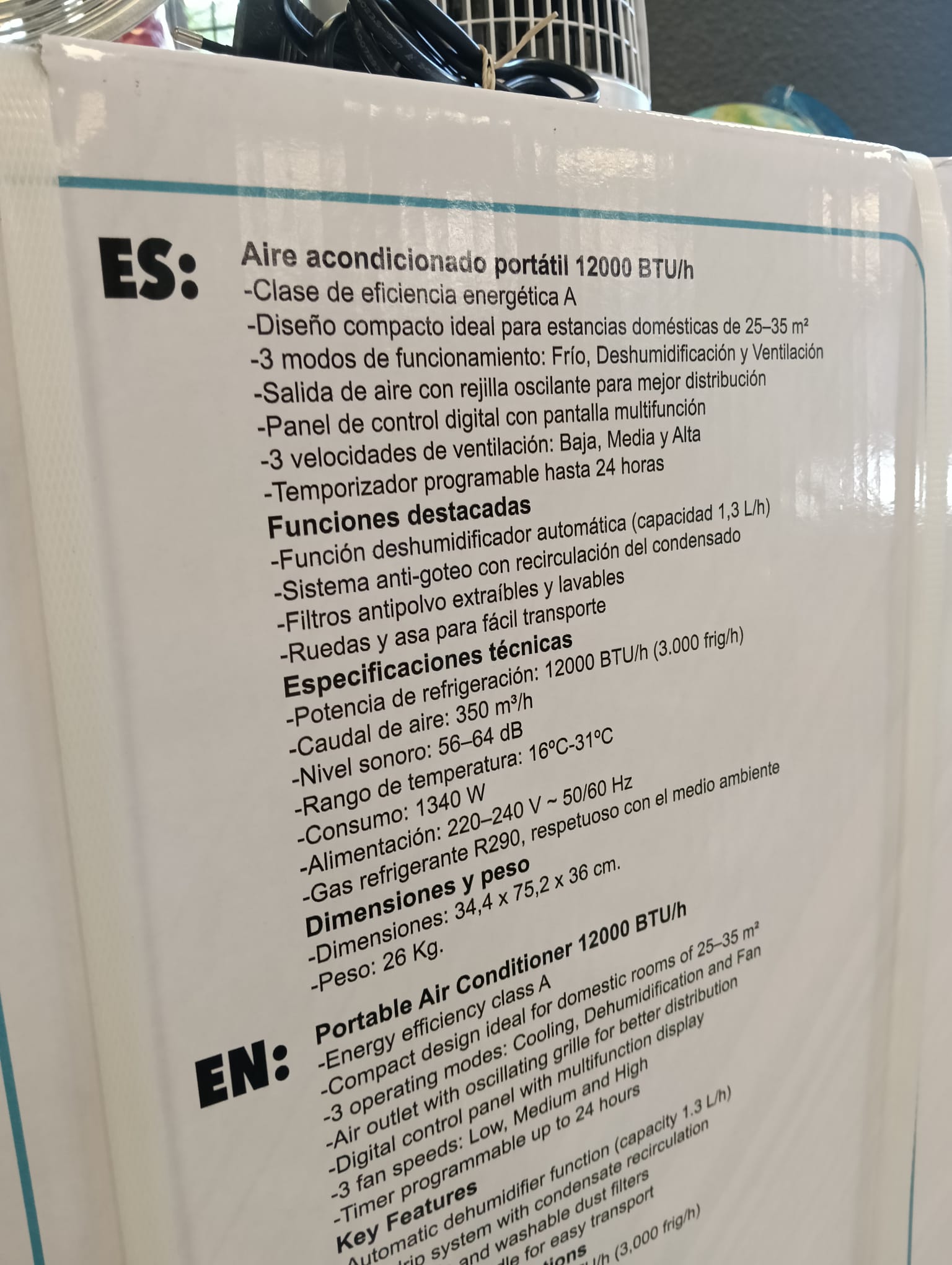 AIRE ACONDICIONADO PORT SYAC1211 12000BTU, R290, CLASS-A - Imagen 4