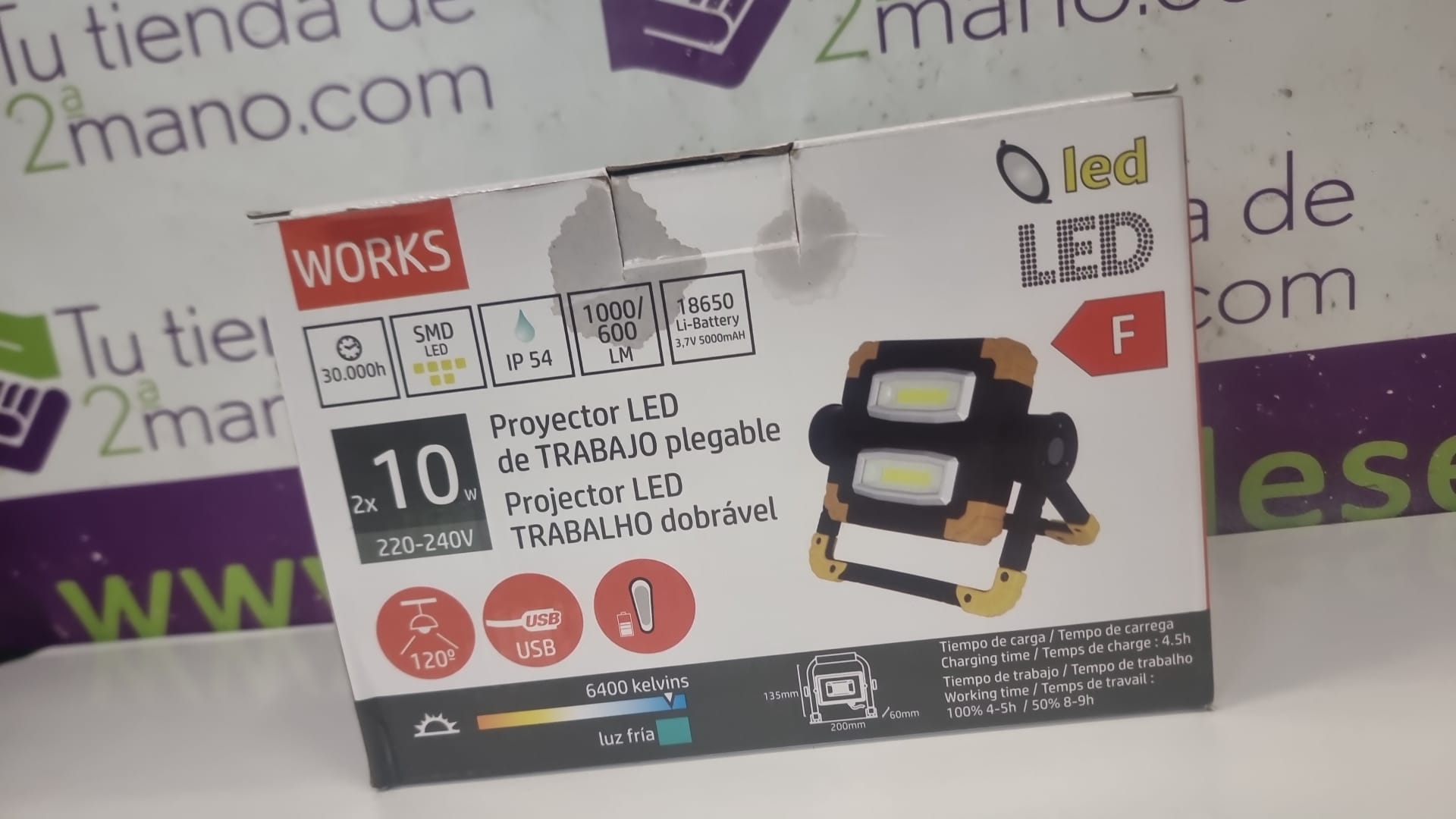 PROYECTOR LED PARA TRABAJO WORKS 2X 10W
