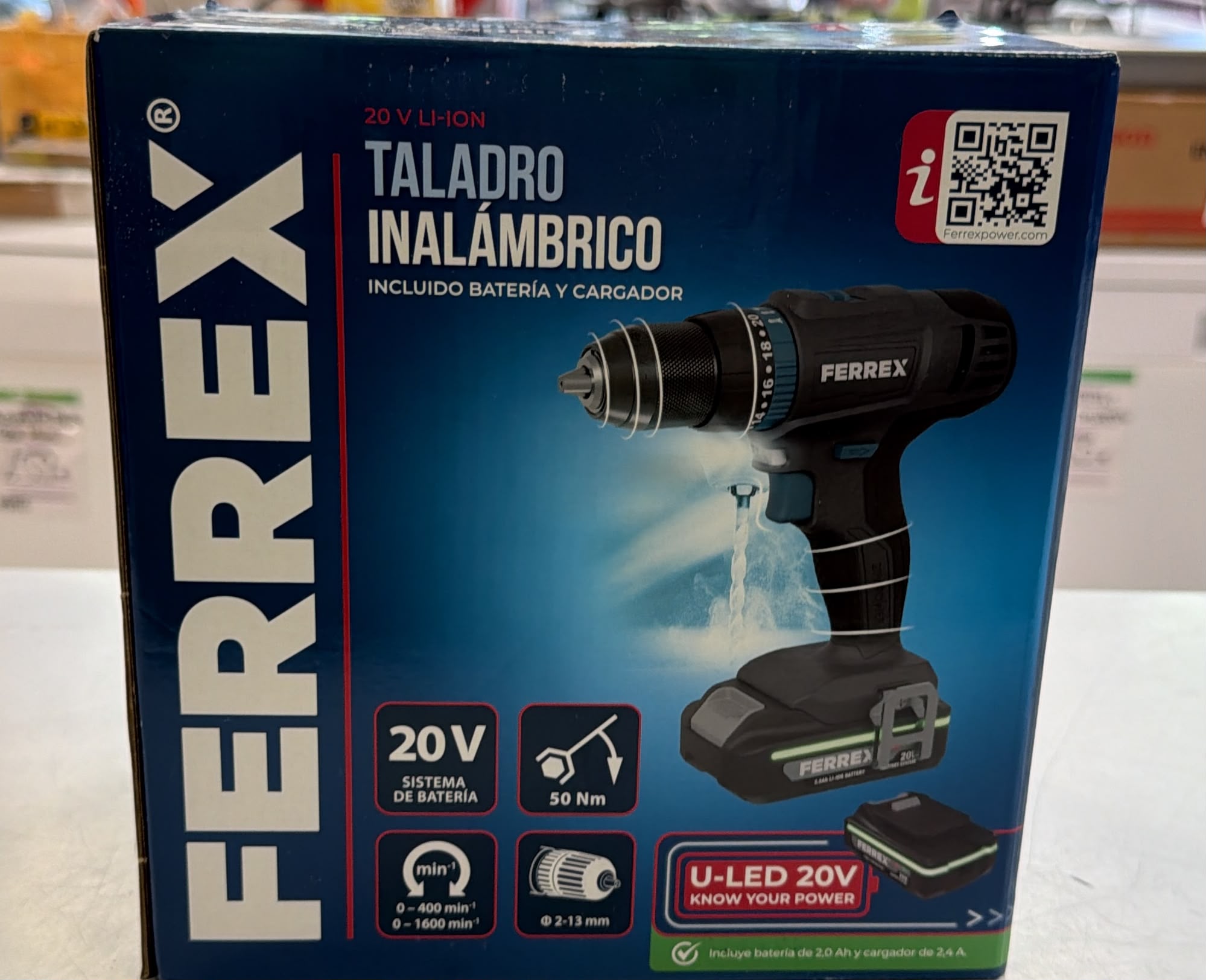 TALADRO ATORNILLADOR FERREX + BATERIA 20V
