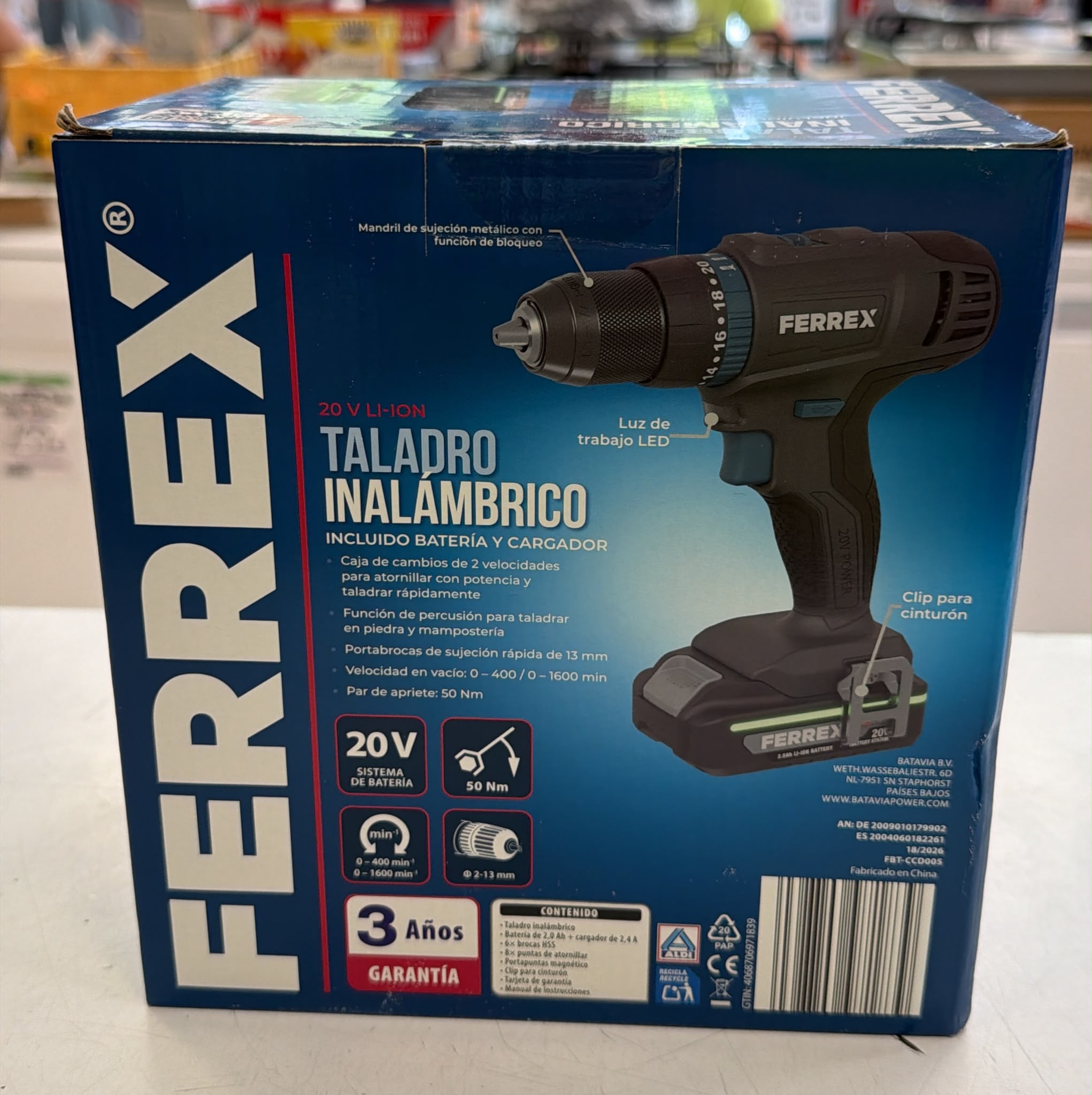 TALADRO ATORNILLADOR FERREX + BATERIA 20V - Imagen 2