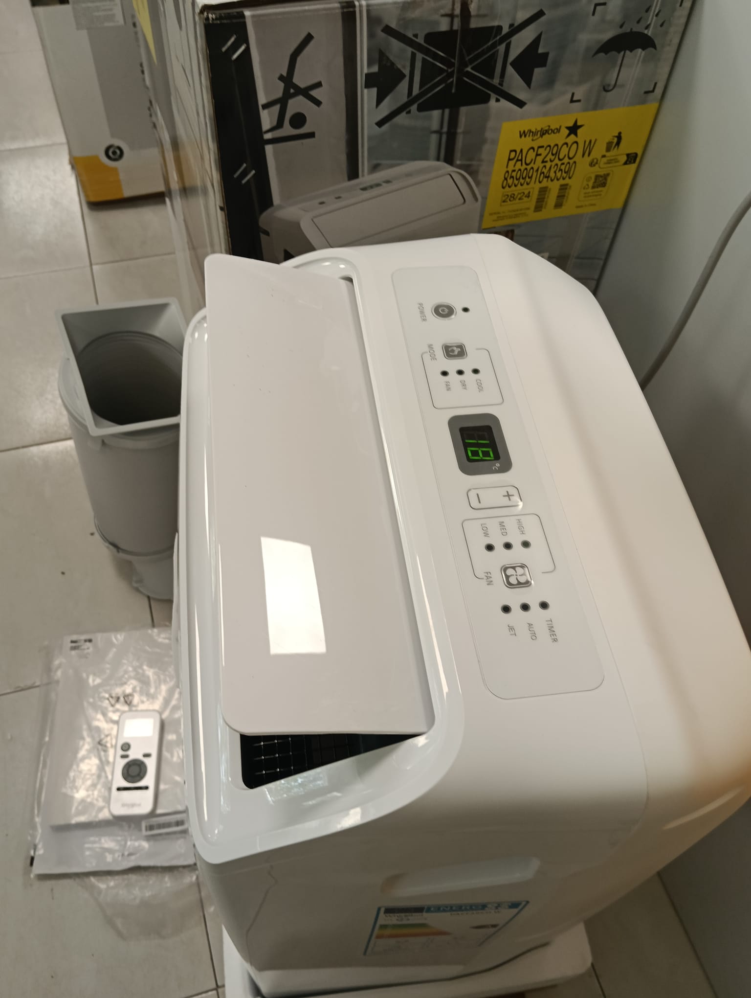 AIRE ACONDICIONADO PORTATIL WHIRPOOL PACF29CO W 9000 BTU - Imagen 2