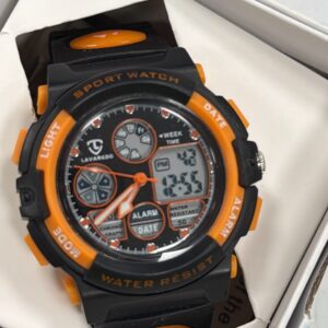 RELOJ NIÑO NARANJA NEGRO